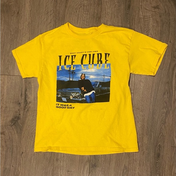 Ice Cube T-shirt youth medium med M yellow it was a Good Day graphic tee kids - Picture 5 of 5